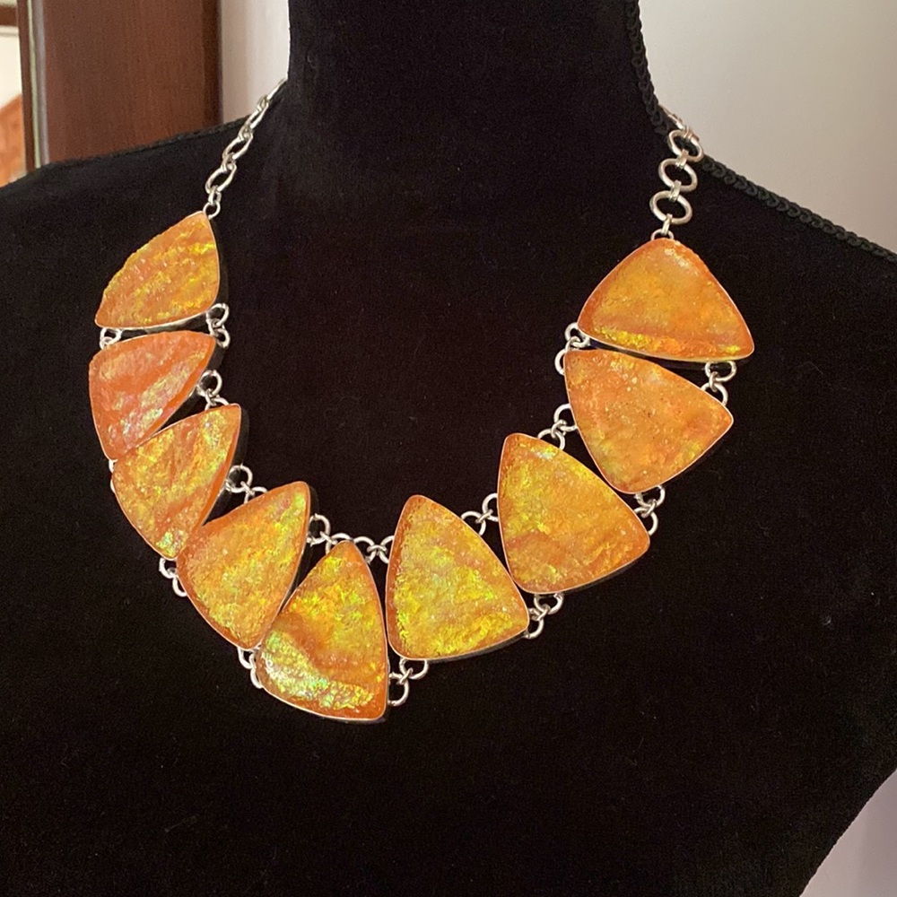 Necklace of sterling silver & shimmery druzy—brand new & unique, large stones!